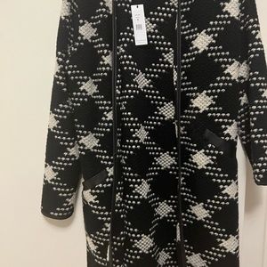 Black & Cream Knit sweater Coat